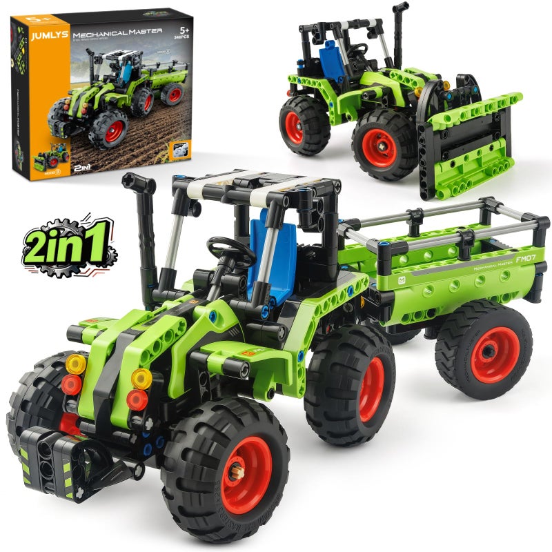 Jumlys STEM Building Toy for Kids Boys Girls Age 5 6 7 8 9 10 11 12 Years Old 2 in 1 Tractor Bulldozer Building Sets 346 Pcs DIY Engineering Construction Building Blocks Kits - Image 3