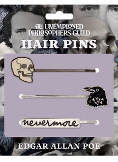 Edgar Allan Poe 3 Hair Pins Set - Skull, Raven, and Nevermore