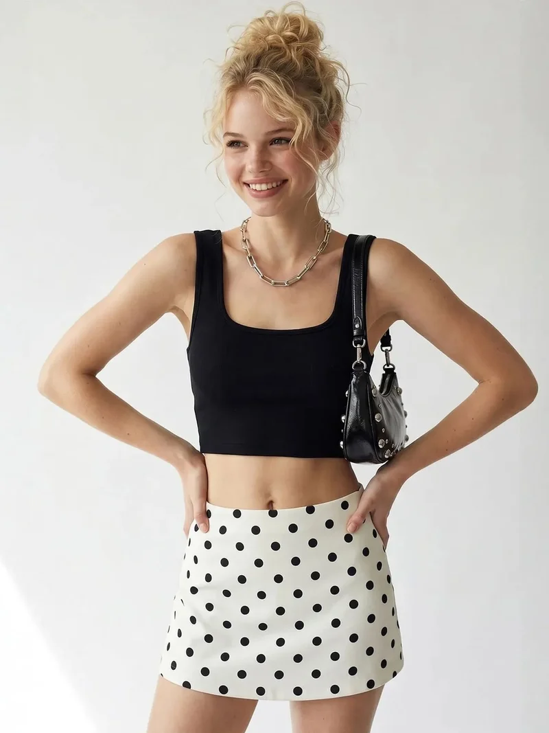 Mixray Black MIXRAY Women's Fitted Square-neck Crop Tank Top for Women | Best Price UAE