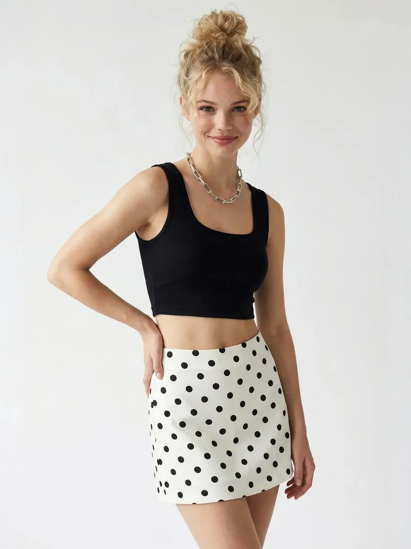 Mixray Black MIXRAY Women's Fitted Square-neck Crop Tank Top for Women | Best Price UAE