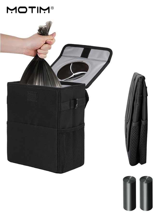 Motim Car Trash Can with 2 Rolls of Trash Bags, Waterproof Car Garbage Can, Car Trash Bag with Lid, Leak-Proof Car Trash Bin, Hanging Car Trash - Image 1