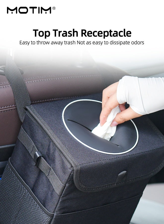 Motim Car Trash Can with 2 Rolls of Trash Bags, Waterproof Car Garbage Can, Car Trash Bag with Lid, Leak-Proof Car Trash Bin, Hanging Car Trash - Image 3