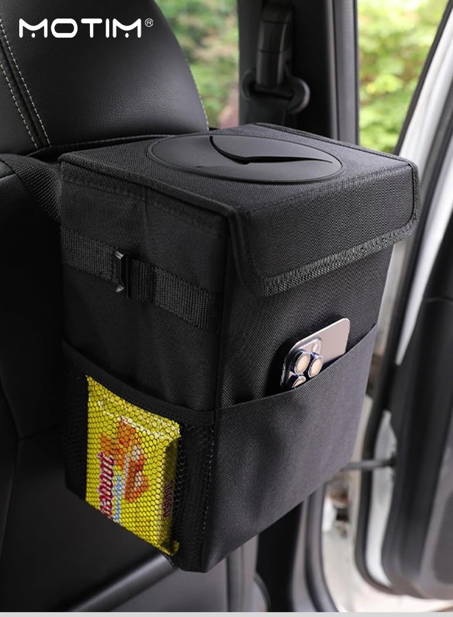 Motim Car Trash Can with 2 Rolls of Trash Bags, Waterproof Car Garbage Can, Car Trash Bag with Lid, Leak-Proof Car Trash Bin, Hanging Car Trash - Image 2