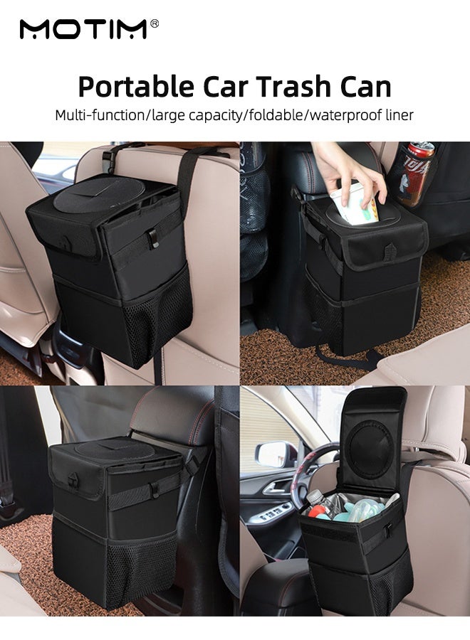 Motim Car Trash Can with 2 Rolls of Trash Bags, Waterproof Car Garbage Can, Car Trash Bag with Lid, Leak-Proof Car Trash Bin, Hanging Car Trash - Image 5