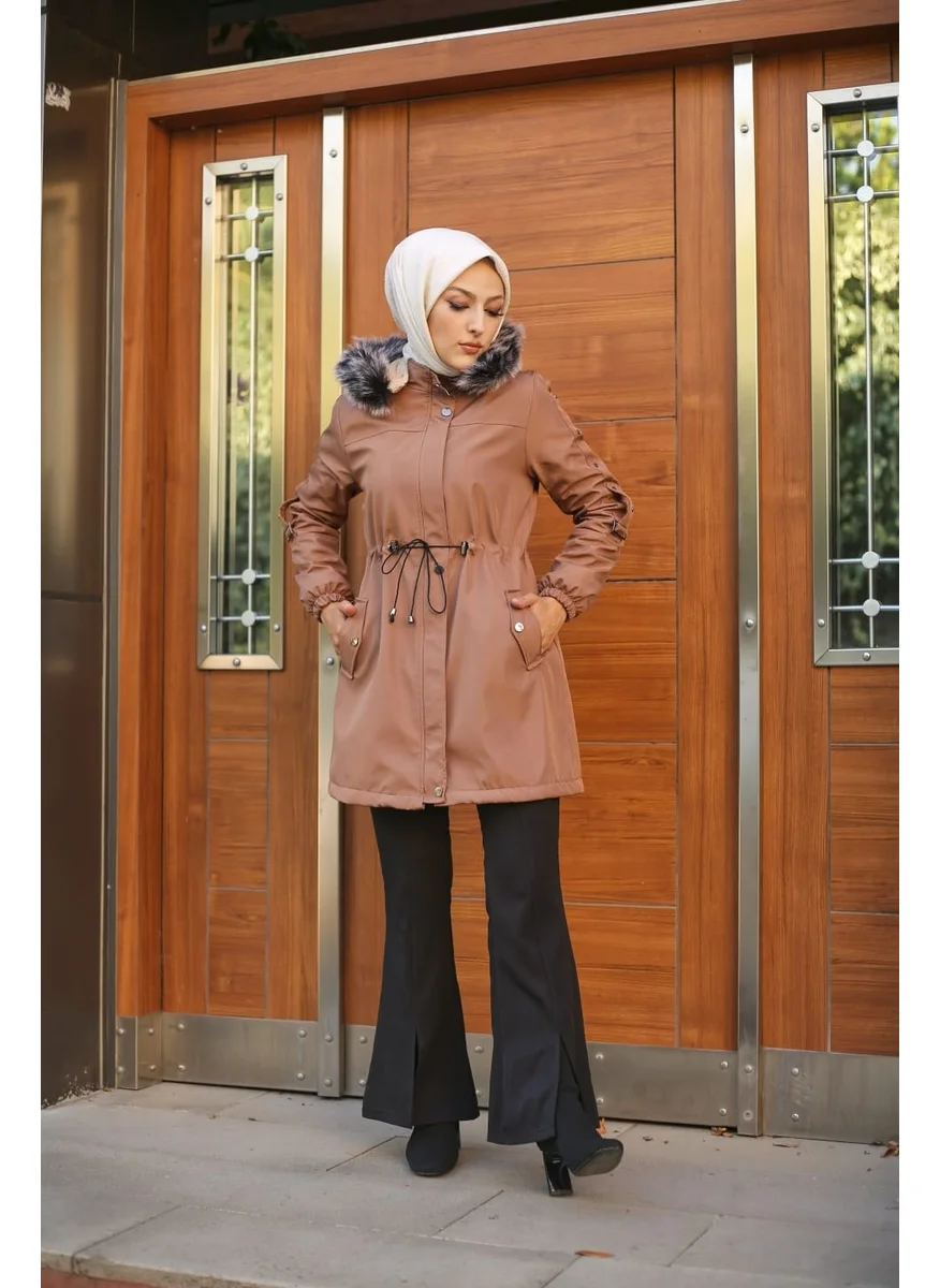 Vibeys Collection Pink Fur Lined and Waterproof Women's Winter Coat & Jacket