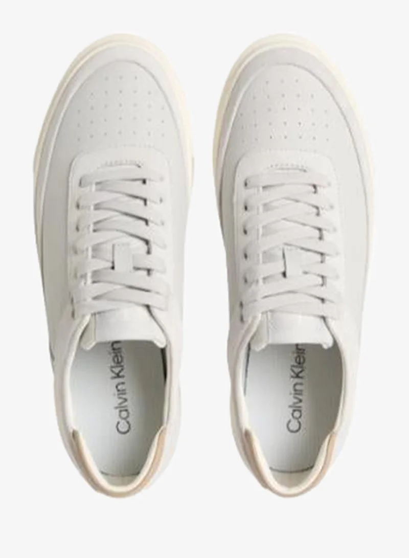 CALVIN KLEIN Oyster Mushroom/Travertine Premier - Leather Signature Trainers for Men | Best Price UAE