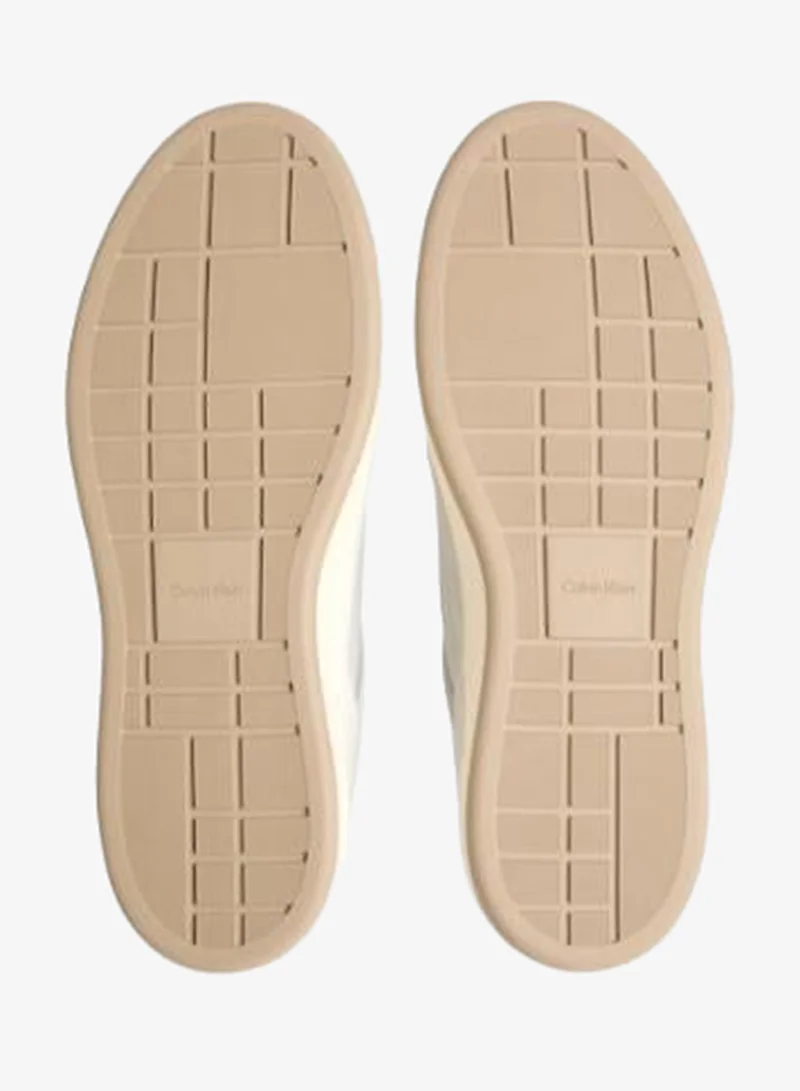 CALVIN KLEIN Oyster Mushroom/Travertine Premier - Leather Signature Trainers for Men | Best Price UAE
