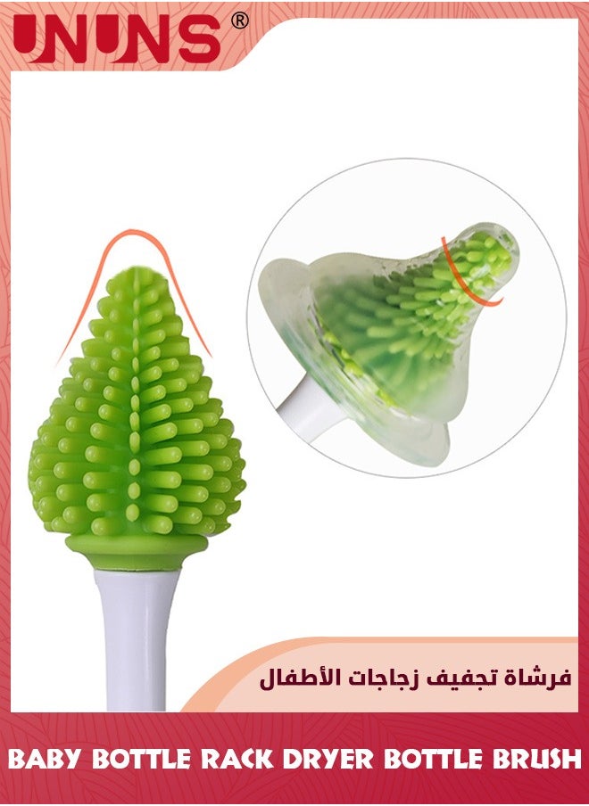 UNUNS - Travel Baby Bottle Brush Set With Drying Rack,Silicon Bottle Dryer Rack,Portable Lawn Baby Bottle Organizer,Detachable Space Saving Drying Kit With Storage Box,Removable Grass,Two Baby Bottle Brush - Image 1