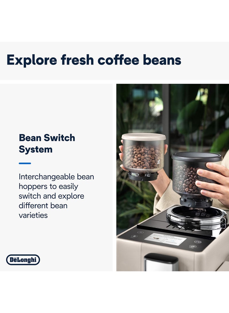 De'Longhi Rivelia Fully Automatic Coffee Machine With Lattecrema Hot, Automatic Milk Frother, Compact Size Bean To Cup Coffee Machine, 16 Recipes, Full Touch Colored Display 1.4 L 1450 W EXAM440.55.BG Beige - Image 2