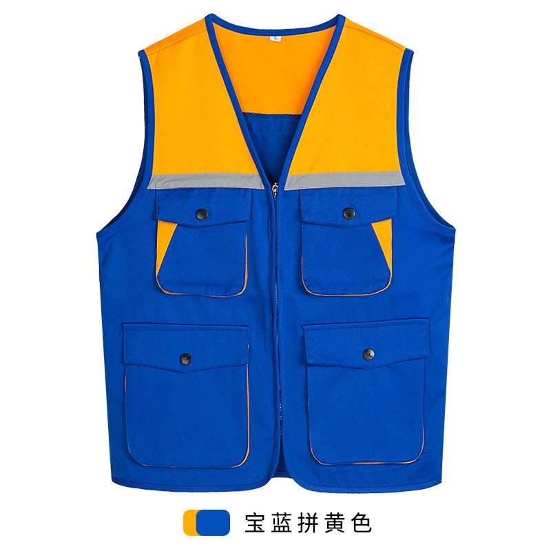 Vest Supermarket Volunteer Event Driving Work Advertising Color Matching Reflective Stereo Multi-Pocket Multi-Pocket Outdoor Vest - Image 3