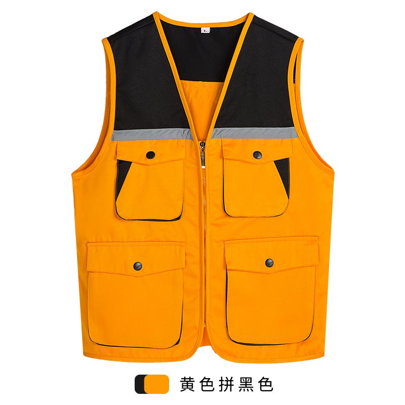 Vest Supermarket Volunteer Event Driving Work Advertising Color Matching Reflective Stereo Multi-Pocket Multi-Pocket Outdoor Vest - Image 5