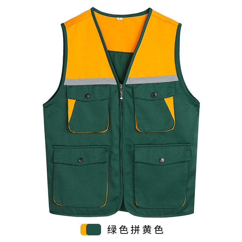 Vest Supermarket Volunteer Event Driving Work Advertising Color Matching Reflective Stereo Multi-Pocket Multi-Pocket Outdoor Vest - Image 1