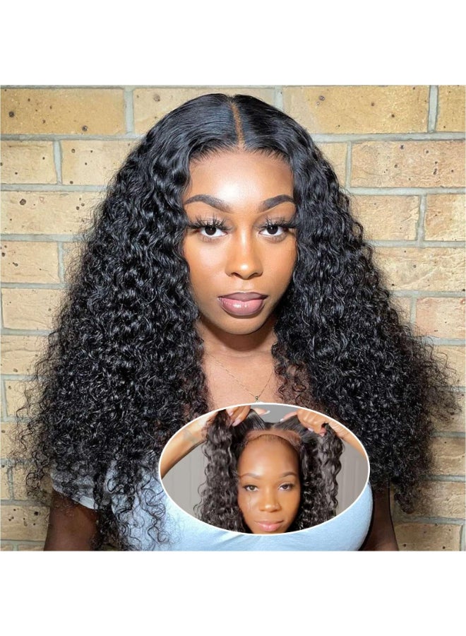 Ailwelia Curly Bob Wig Human Hair Deep Wave 200 Density 5x5 HD Lace Closure Wigs Human Hair Bob Wigs For Black Women Wear And Go Glueless Curly Wig Black Color 18 Inch - Image 2