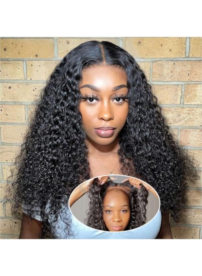 Ailwelia Curly Bob Wig Human Hair Deep Wave 200 Density 5x5 HD Lace Closure Wigs Human Hair Bob Wigs For Black Women Wear And Go Glueless Curly Wig Black Color 18 Inch - Image 1