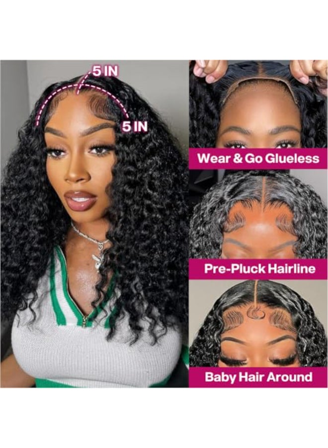 Ailwelia Curly Bob Wig Human Hair Deep Wave 200 Density 5x5 HD Lace Closure Wigs Human Hair Bob Wigs For Black Women Wear And Go Glueless Curly Wig Black Color 18 Inch - Image 3