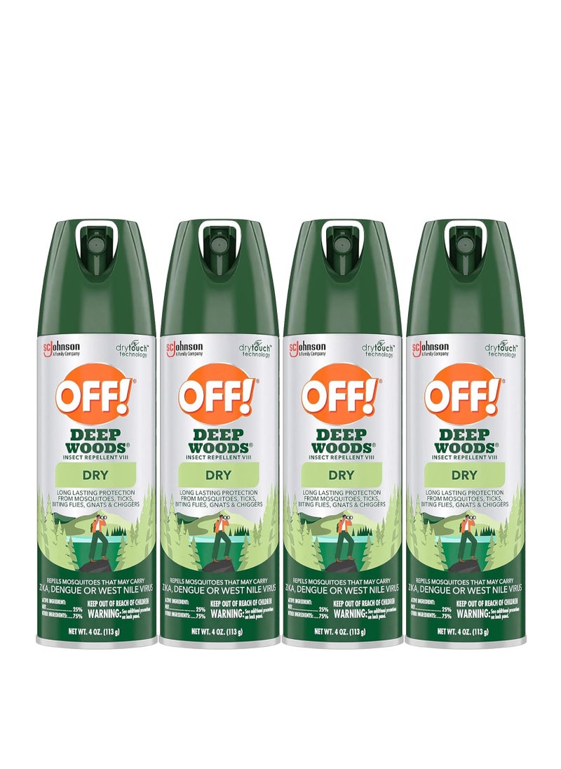 OFF! - OFF! Deep Woods Insect Repellent Aerosol, Dry, Non-Greasy Formula, Bug Spray with Long Lasting Protection from Mosquitoes, 4 Oz, 4 Count - Image 1