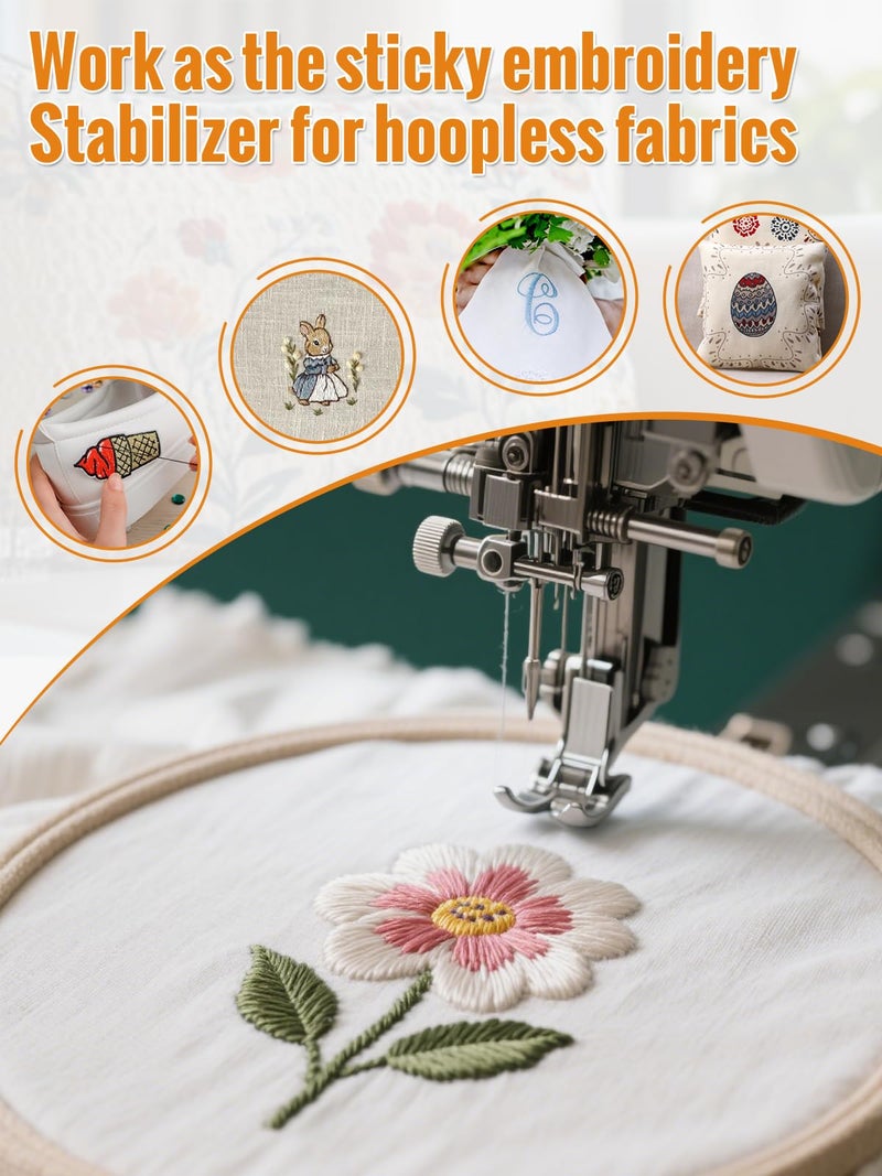 Avsty 8PCS Printable Embroidery Stabilizer,8.5"x11" Stitch Self Adhesive Wash Away Stabilizer,Sticky Water Soluble Embroidery Stabilizer Printable Paper Stabilizer for Print or Draw Patterns Hand & Machine - Image 5