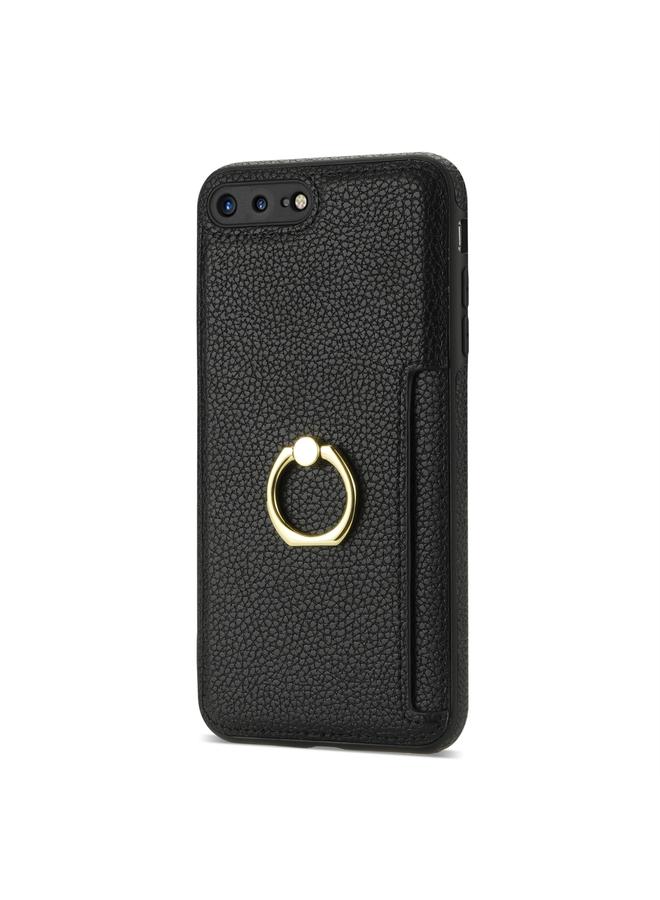 erorex Case For iPhone 8 Plus / 7 Plus Ring Card Litchi Leather Back Phone Case - Image 2