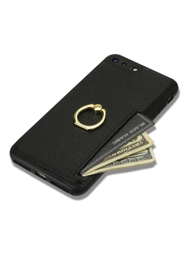 erorex Case For iPhone 8 Plus / 7 Plus Ring Card Litchi Leather Back Phone Case - Image 4