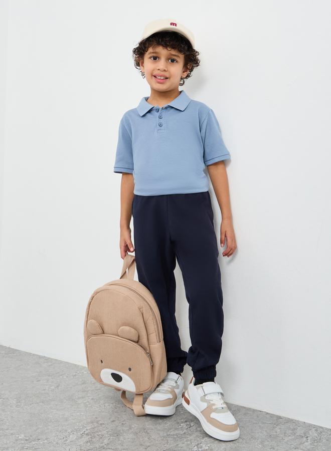 Styli Boys Light Blue Solid Cotton Polo T-Shirt - Image 2