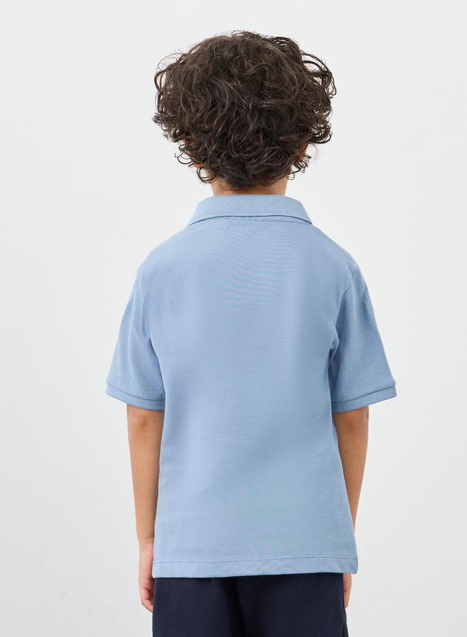 Styli Boys Light Blue Solid Cotton Polo T-Shirt - Image 5