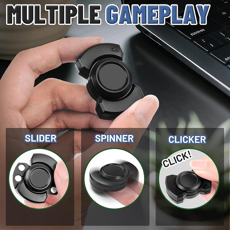 Chilvil 3-in-1 Fidget Toy for Adults, Slider Clicker Spinner EDC Metal Magnetic Desk Office Toy Stress Anxiety Relief Items Cool Gadget for Teen Boys Kid Sensory Autism ADHD Autistic Classroom - Image 2