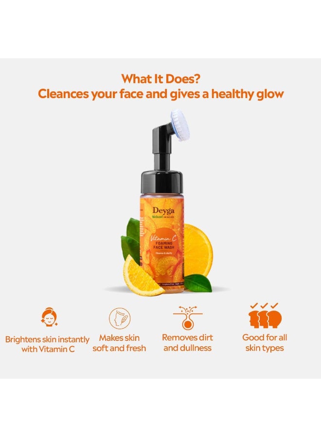 Deyga Vitamin C Foaming Face Wash | Built in brush for deep cleansing | Tightens Pores | Intense Hydration | Bright & Glowing Skin | Suitable For all Skin Types | For Men & Women | 100 ml - Image 5