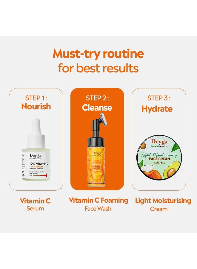 Deyga Vitamin C Foaming Face Wash | Built in brush for deep cleansing | Tightens Pores | Intense Hydration | Bright & Glowing Skin | Suitable For all Skin Types | For Men & Women | 100 ml - Image 2