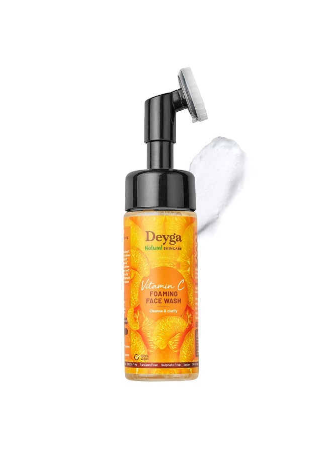 Deyga Vitamin C Foaming Face Wash | Built in brush for deep cleansing | Tightens Pores | Intense Hydration | Bright & Glowing Skin | Suitable For all Skin Types | For Men & Women | 100 ml - Image 1