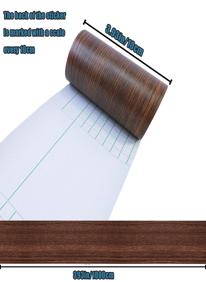 YESUS Dark Grey Wood Grain 3D 10M Wallpaper Frame Removable PVC Waterproof Peel and Stick Wallpaper,Bathroom Frame Sticker Wall Decor 3.93" x 32.8" (Brown, 4inc) - Image 3