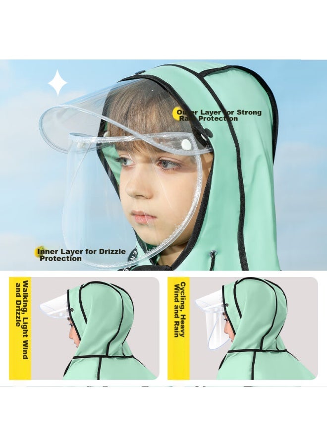 Moremerry Children's Raincoat For Boys And Girls With Backpack Space, Full Body Waterproof Poncho For School Children, Songcuxiang, 4XL - Image 5
