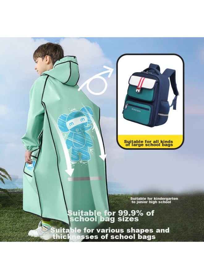 Moremerry Children's Raincoat For Boys And Girls With Backpack Space, Full Body Waterproof Poncho For School Children, Songcuxiang, 4XL - Image 3