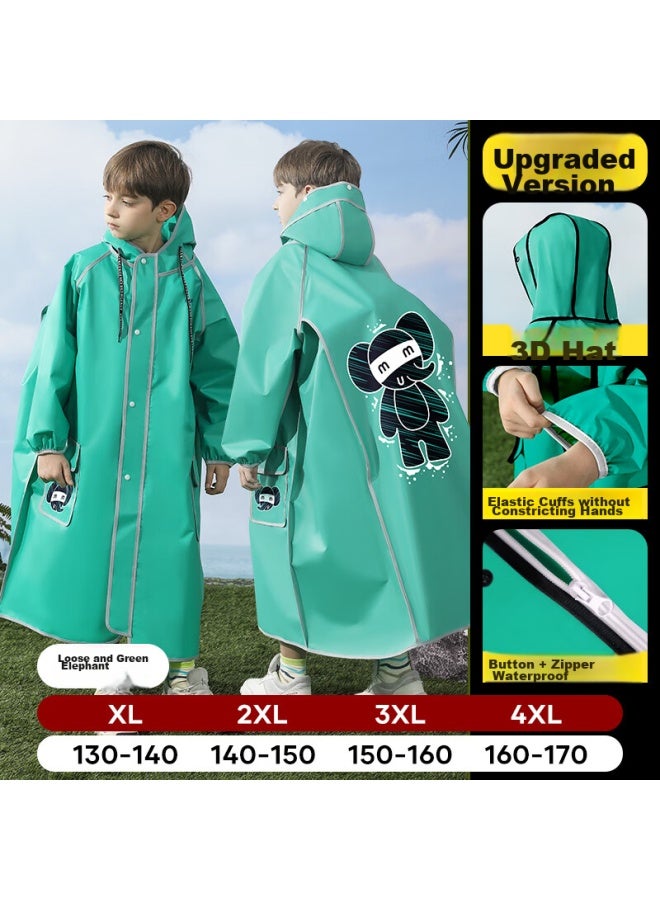 Moremerry Children's Raincoat For Boys And Girls With Backpack Space, Full Body Waterproof Poncho For School Children, Songcuxiang, 4XL - Image 1