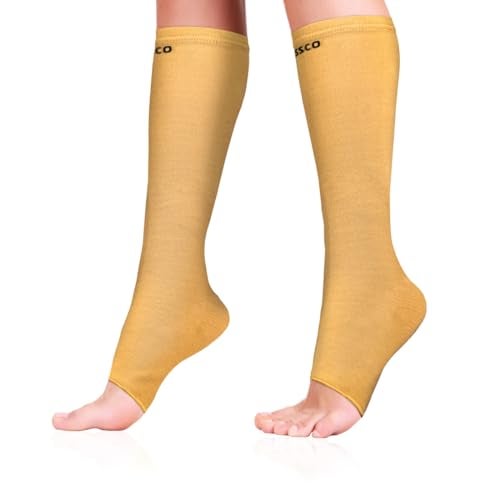 Vissco Medical Compression Stockings Below Knee – XL (Beige) Support Stockings for Varicose Veins Swollen Legs Edema Pain Relief & Blood Circulation 1 Pair - Image 1