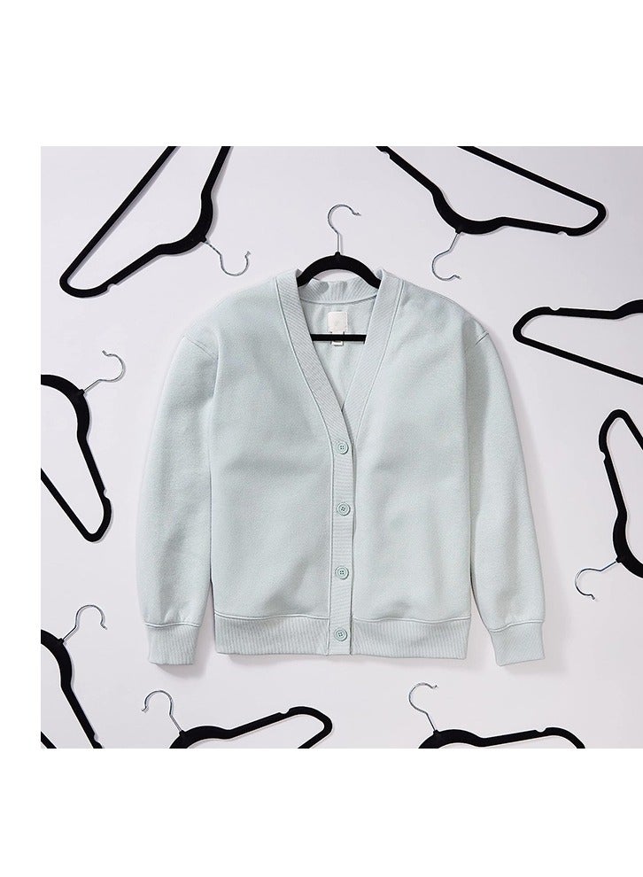 100 Black High-Quality Velvet Hangers, Non-Slip Flocking Hangers, Sturdy Hangers, 360° Rotatable Hooks, Heavy-Duty and Durable Thin Hangers, Saving Wardrobe Space - Image 3