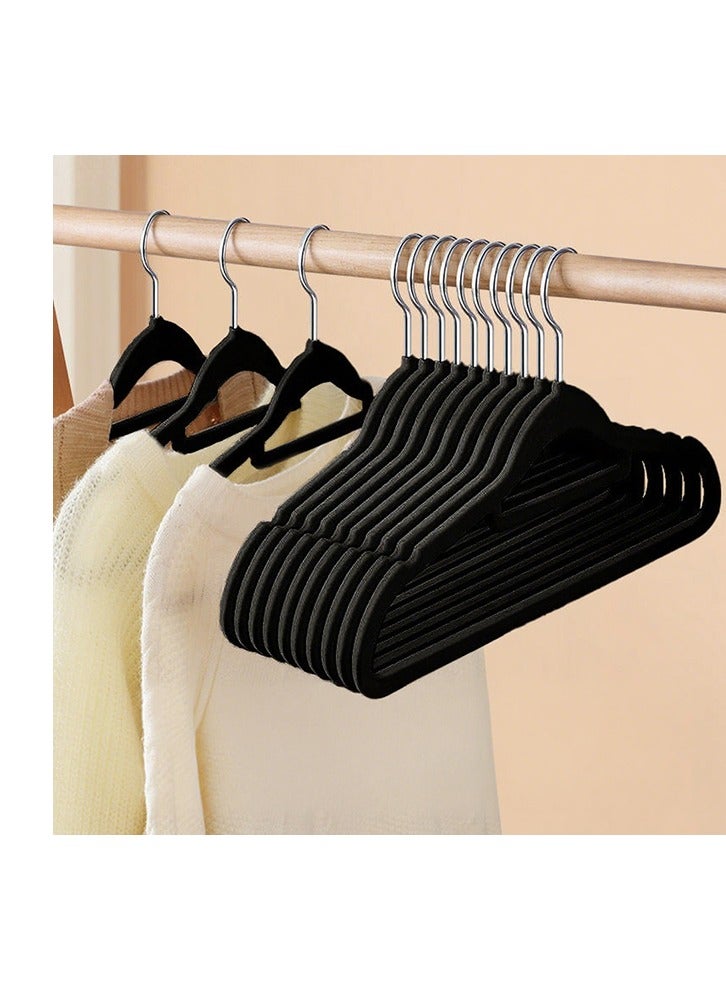 100 Black High-Quality Velvet Hangers, Non-Slip Flocking Hangers, Sturdy Hangers, 360° Rotatable Hooks, Heavy-Duty and Durable Thin Hangers, Saving Wardrobe Space - Image 4