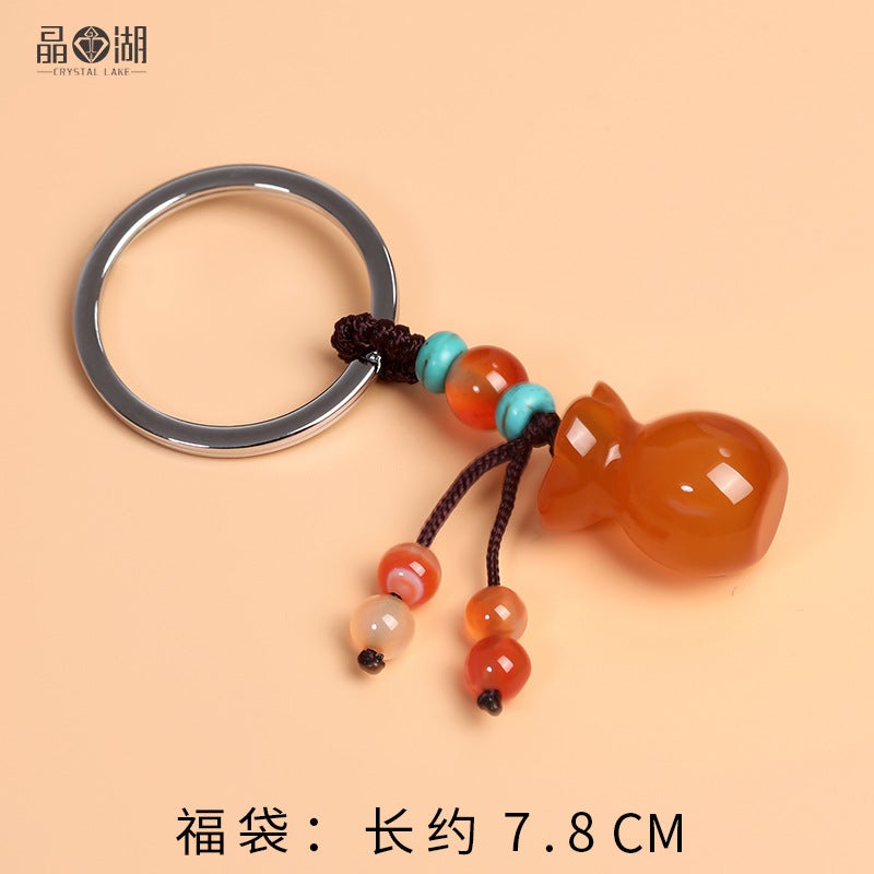 Generic Jade Gourd Keychain Pendant Unisex Peace Charm Blessbag