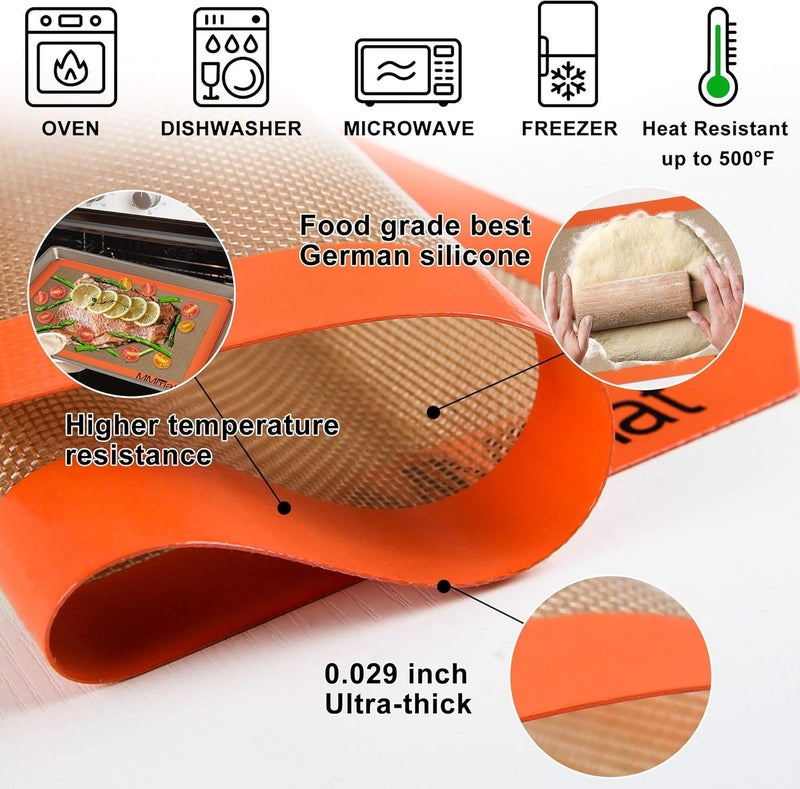 MMMAT Silicone Baking Mat - Best German Silicone - Non Slip Silicone Baking Sheet, Non Stick Reusable Silicone Mats for Baking, Oven Liner, Counter Mat - Half Sheet Baking Mat, Set of 2 - Image 4