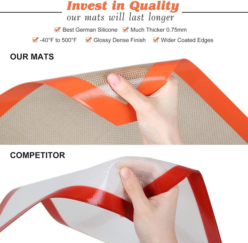 MMMAT Silicone Baking Mat - Best German Silicone - Non Slip Silicone Baking Sheet, Non Stick Reusable Silicone Mats for Baking, Oven Liner, Counter Mat - Half Sheet Baking Mat, Set of 2 - Image 3