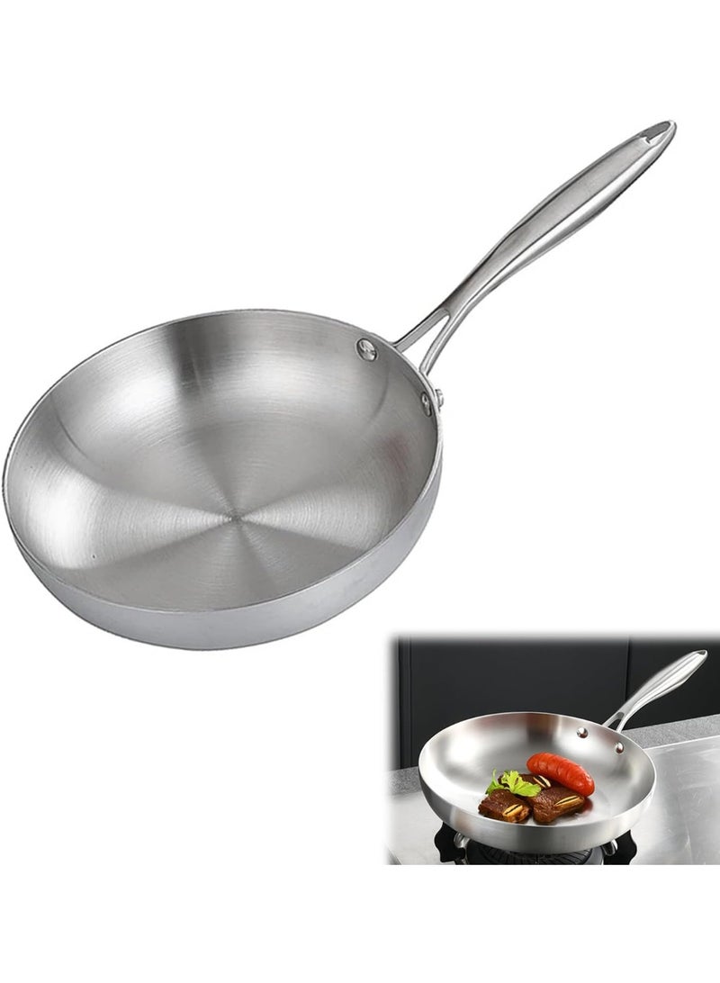 زيريفام مقلاة من الفولاذ المقاوم للصدأ، مقلاة منزلية غير لاصقة، مناسبة لقلي شرائح اللحم، طهي الأومليت، يمكن استخدامها على المواقد الحثية والغازية والكهربائية (30 سم) - Image 1