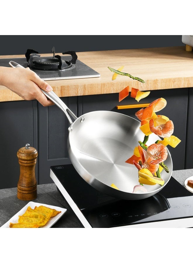 زيريفام مقلاة من الفولاذ المقاوم للصدأ، مقلاة منزلية غير لاصقة، مناسبة لقلي شرائح اللحم، طهي الأومليت، يمكن استخدامها على المواقد الحثية والغازية والكهربائية (30 سم) - Image 5