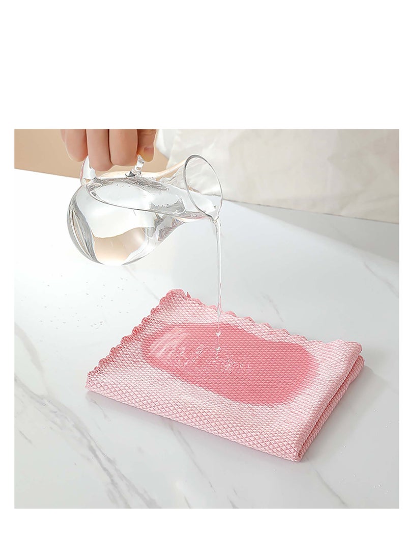 Zikra Fish Scale Rag, 10 Pcs Wave Pattern Fish Scale Cloth Rag, Cleaning Cloth, Reusable Household Cleaning Rag, for Windows Cars Mirrors Stainless Steel Cleaning Housework - Image 2