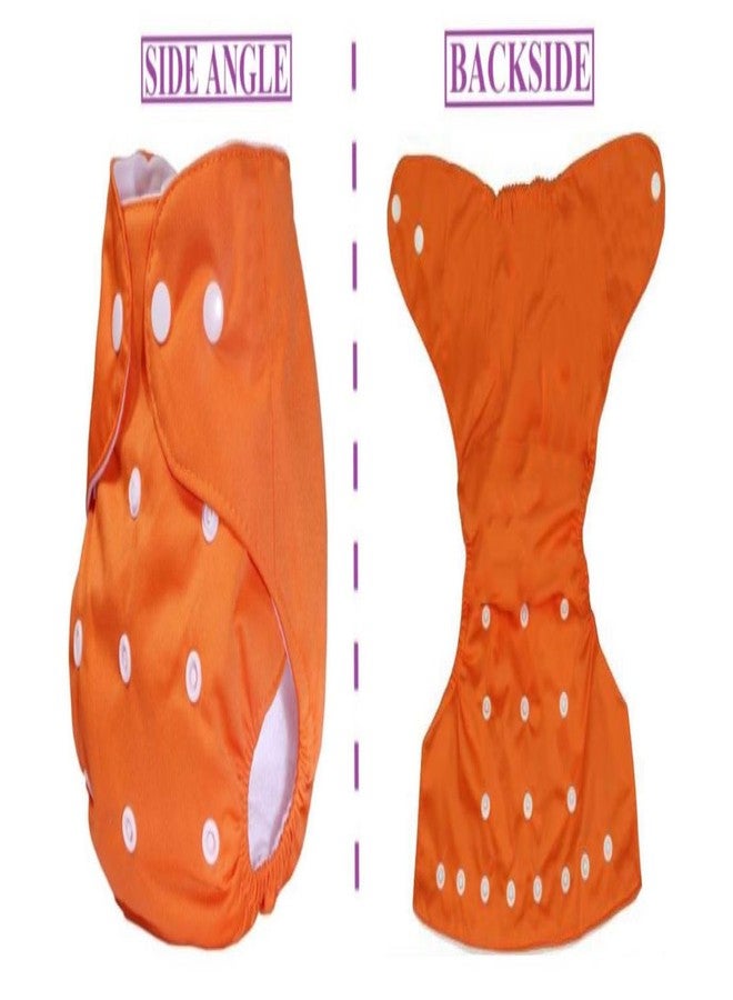 Alya Pocket Button Style Solid Reusable Cloth Diaper All in One Adjustable Washable Diapers Nappies(Without Inserts) for Toddlers/New Borns(0-24 Months,3-16KG) (Pack of 2, Orange,Orange) - Image 3