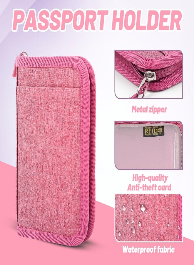 EPIMA Passport Holder for Travel Essentials, RFID Blocking Protector Passport Wallets, Passport Document Organizer Case for Travel Must Have, Pink, Travel Fashion - Image 3