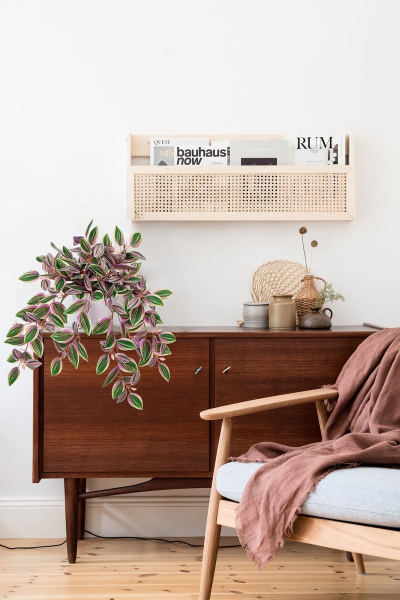 Briful Faux Plants Indoor Fake Potted House Plants Artificial Watermelon Peperomia Hanging Plant for Home Office Bedroom Aesthetic Shelf Kitchen Decoration(Pink - 1 Pack) - Image 3