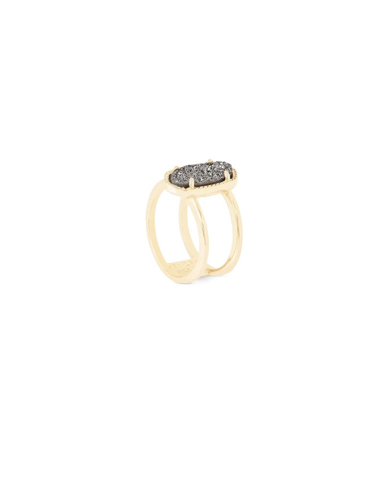 Kendra Scott Elyse Ring for Women, Fashion Jewelry, 14k Gold-Plated, Platinum Drusy, Size 6 - Image 2