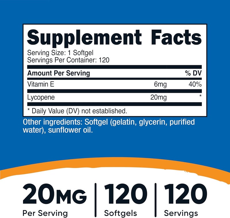 Nutricost Lycopene 20mg 120 Softgels  Gluten Free NonGMO - Image 2