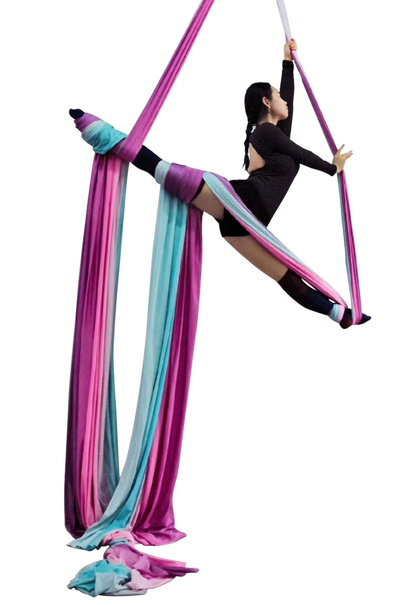 DASKING Aerial Silks Kit for Beginners & Pros - 10Yd Durable Fabric, Pro Safety Hardware & Easy Setup Guide - Yoga Hammock, Swing, Silk Rigging Kit (Multicolor-G) - Image 4