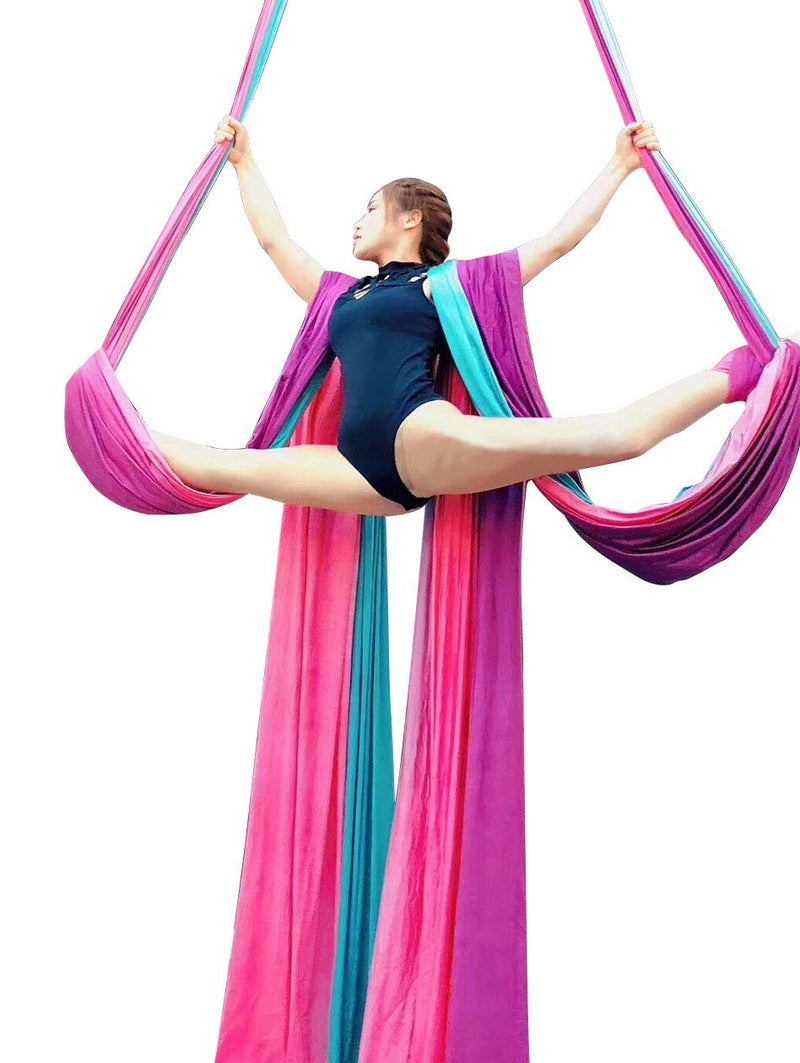 DASKING Aerial Silks Kit for Beginners & Pros - 10Yd Durable Fabric, Pro Safety Hardware & Easy Setup Guide - Yoga Hammock, Swing, Silk Rigging Kit (Multicolor-G) - Image 3