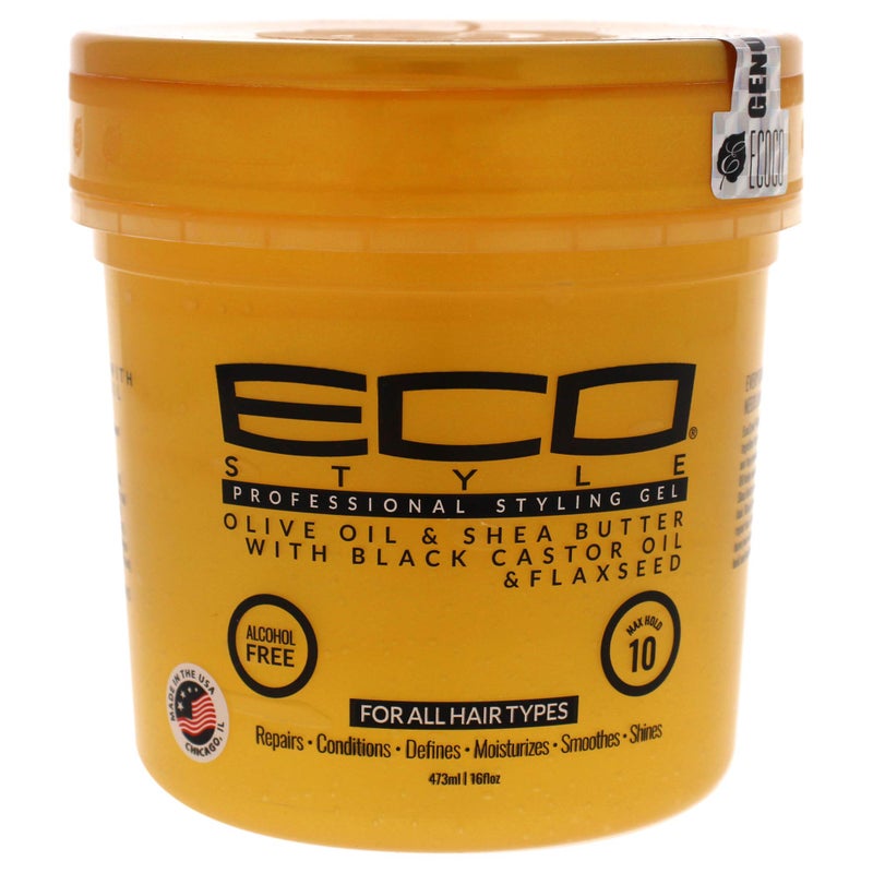 ECOCO Eco Style Gel  Olive Oil And Shea Butter Black Castor Oil And Flaxseed  Superior Hold And Healthy Shine  Helps Moisturize Scalp  Repairs Damaged Follicles  Promotes Hair Growth  16 Oz